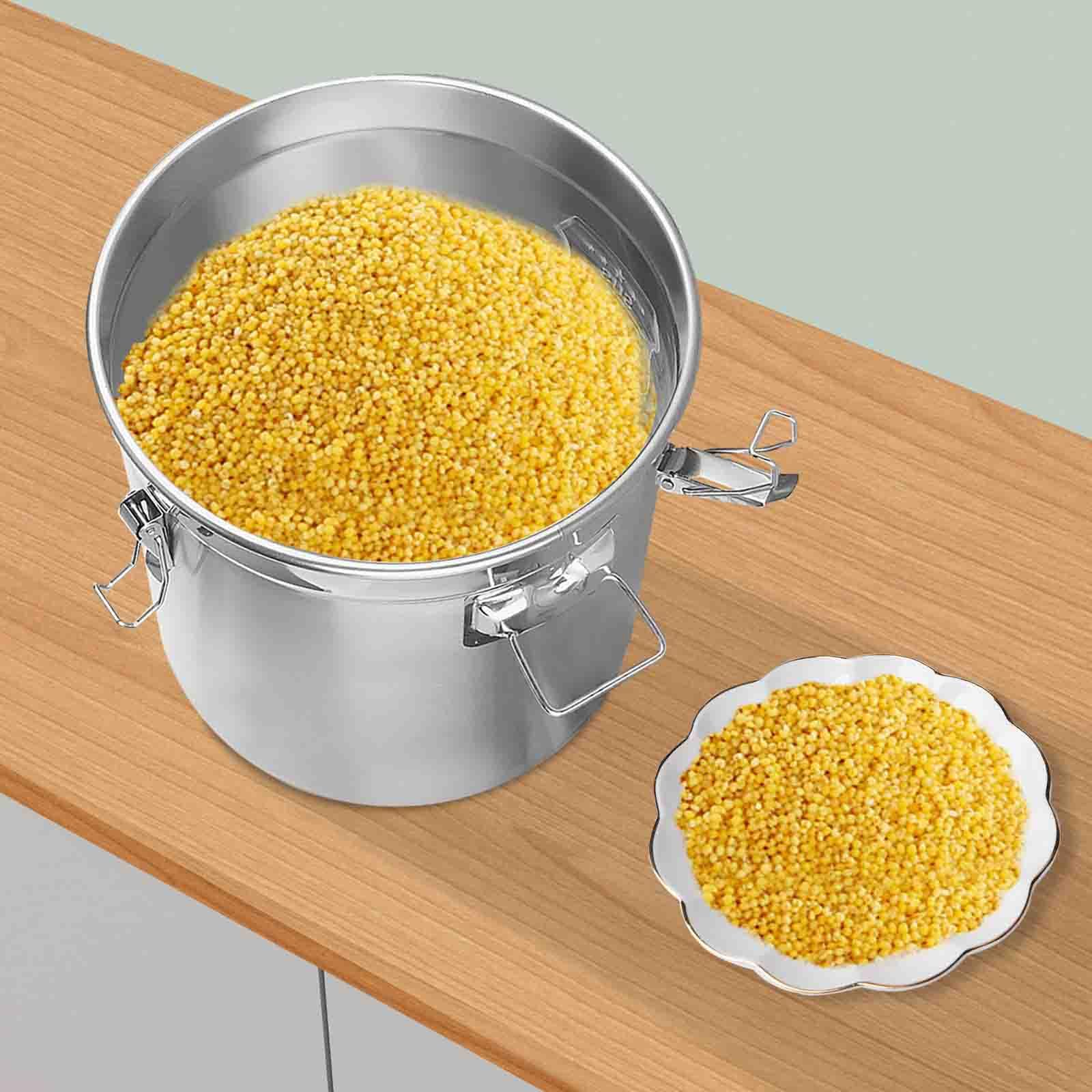 Recipientes de acero inoxidable para almacenamiento de cocina, cubos sellados con tapa, ideales para almacenar arroz, harina, cereales, estilo industrial moderno, opciones de 6L/12L