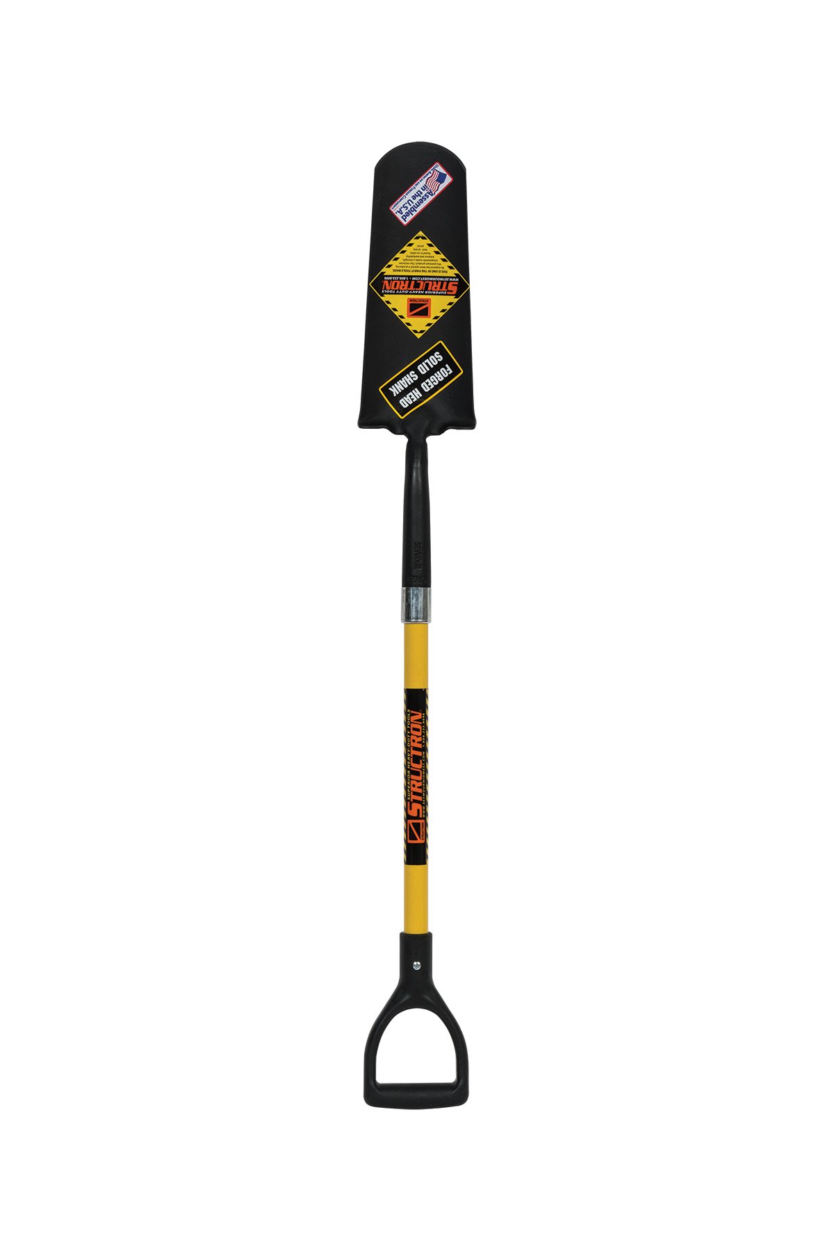 Structron 49577 Forged 14" Drain Spade, 30" Yellow Solid Fiberglass D-Grip Handle