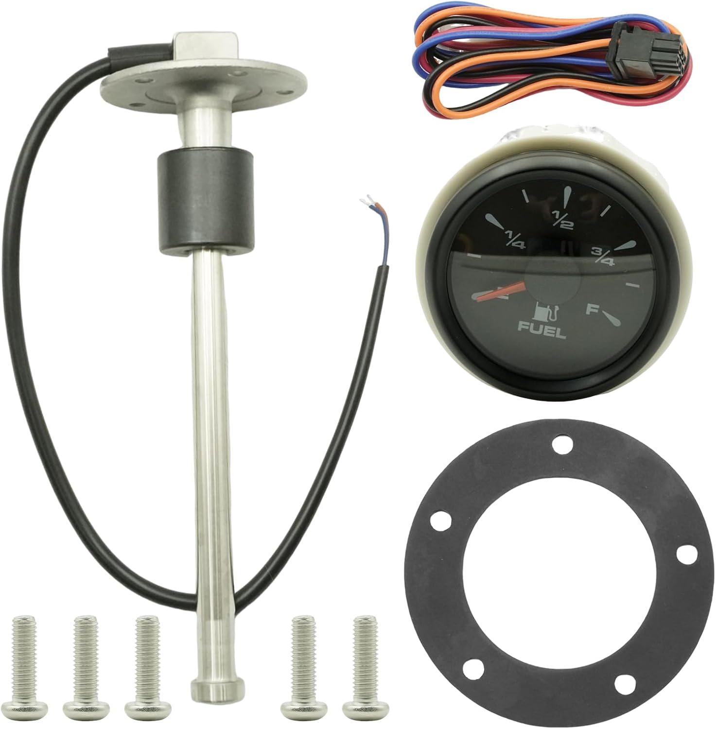 Anxingo 240-33ohms 8" (200mm) Boat Marine Fuel Sender, Fuel Sending Unit and Gauge Kit for Boat Car Truck Vehicle