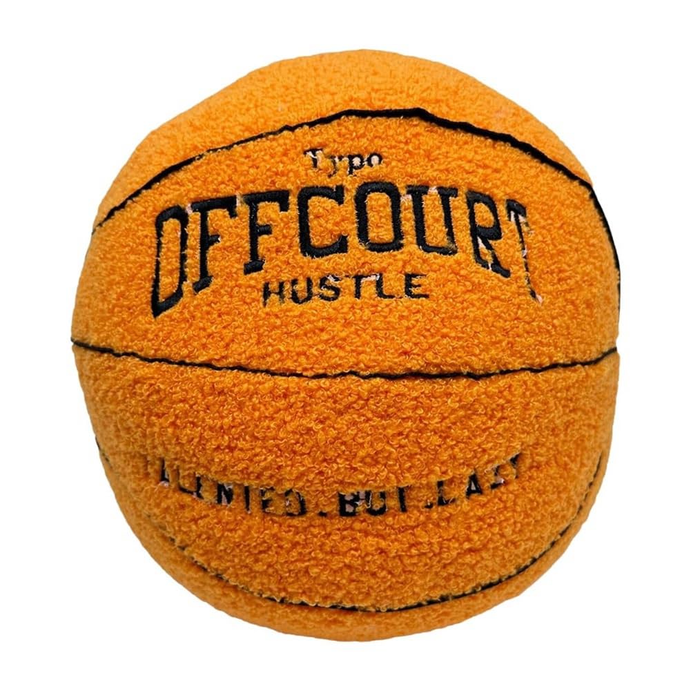 detee Offcourt Basketball Pillow, Basketball Shaped Pillow Teddy Fleece Embroidered Basketball Throw Pillow Fuzzy Plush Toy