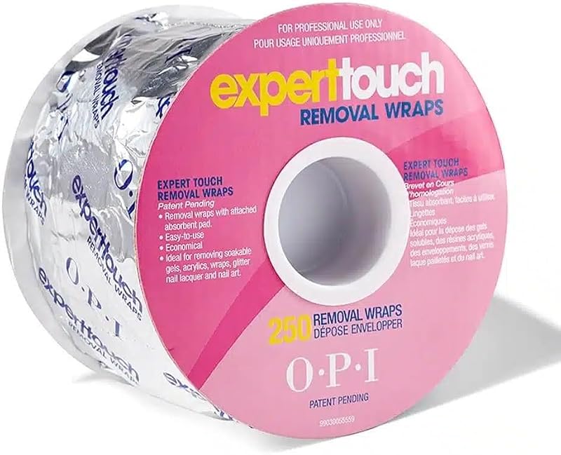 OPI Expert Touch Removal Foil Wraps with Attached Absorbent Pad, Removal Tool for Soakable Gels, Nail Lacquer Polishes, & Acrylics, 250 Pieces Total