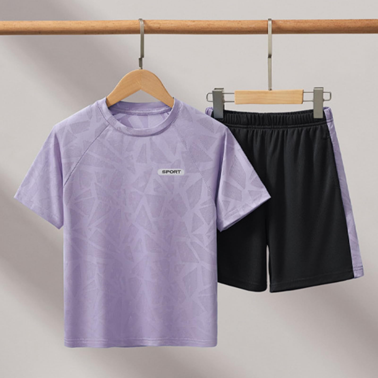 Survêtement Fille Ensemble Jogging Enfant Garçon Set 2pcs d'Été T-shirt à Manches Courtes + Shorts pour Sport Extérieur
