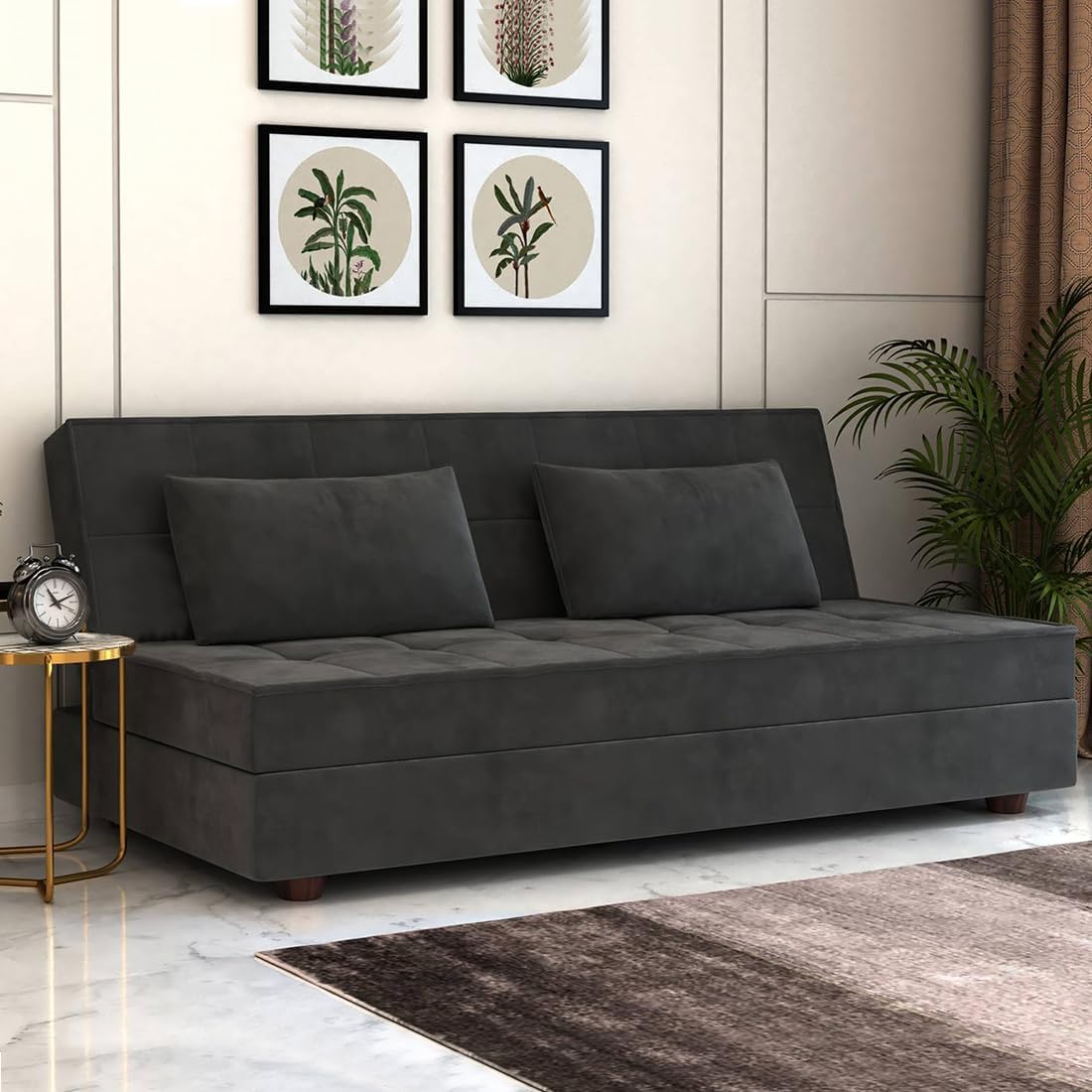 FURNY Korviaa 3 Seater Fabric Sofa Cum Bed Set (Grey Color) FURNY Korviaa 3 Seater Fabric Sofa Cum Bed Set (Grey Color)