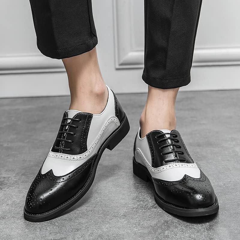HuitJours Men Brogues Wingtip Lace up Classic Black Dress Shoes Derby Gatsby Prom Fashion Oxford - Image 7