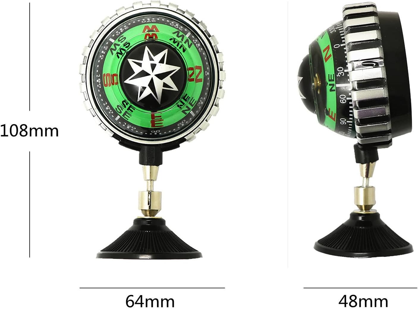 RINGGLO Suction Cup Mini Compass Adjustable Dash Mount Car Compass Navigation Hiking Direction Compass Ball for Marine Boat Truck Auto Car Outdoor : Automotive