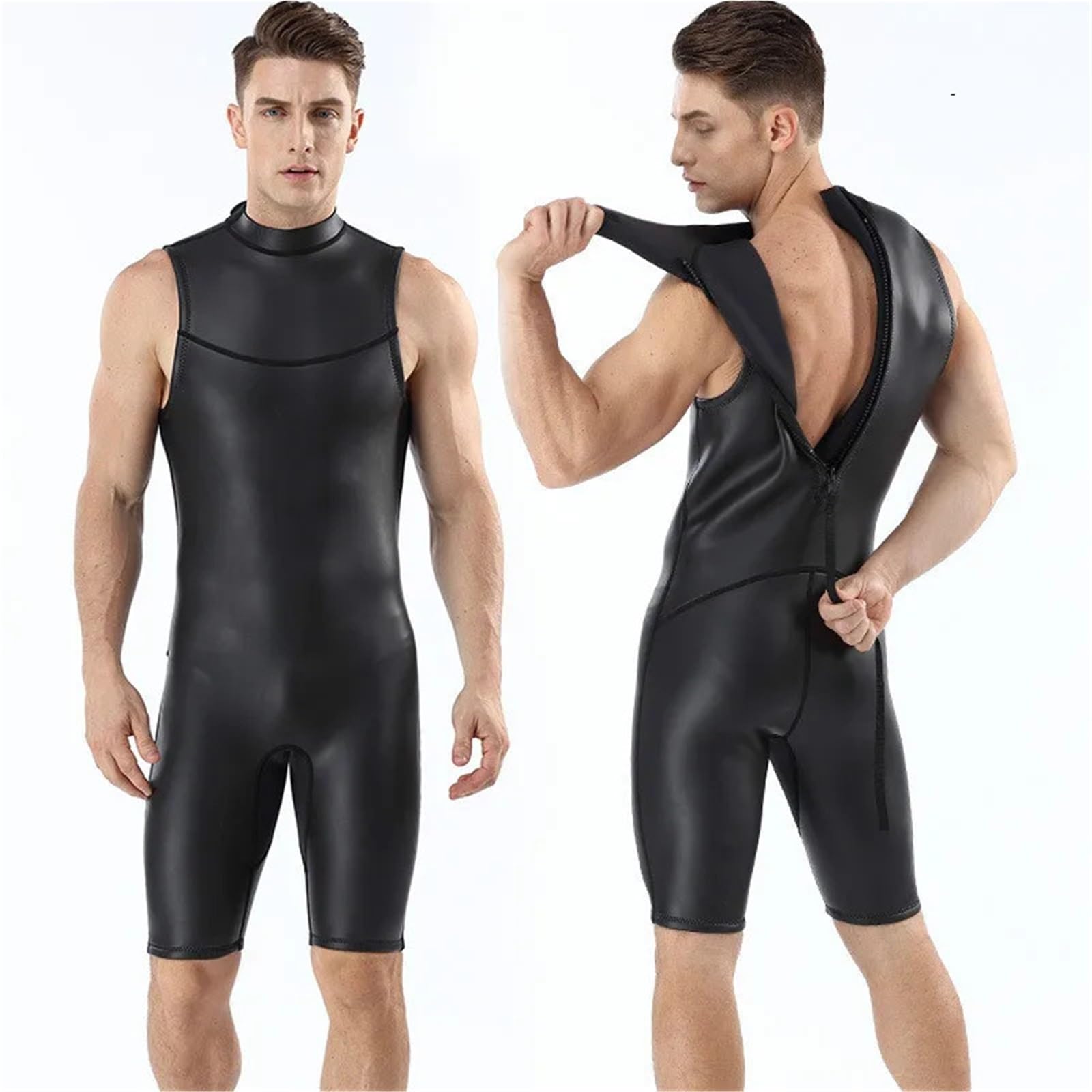 Mutino da Sub Muta da Sub da Uomo da 2 Mm, Corta, Nera, Monopezzo, Senza Maniche, Muta da Sub for Immersioni Subacquee, Surf, Snorkeling, Costume da Bagno Invernale(S)