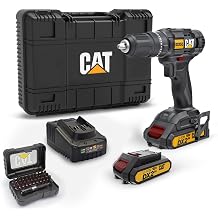 CAT DX155.1SET 18 Volt/2.0Ah Li-ion &Ccedil;ift Ak&uuml;l&uuml; Profesyonel Şarjlı Darbeli Matkap + DA01901 32 Par&ccedil;a Vidalama U&ccedil; Seti