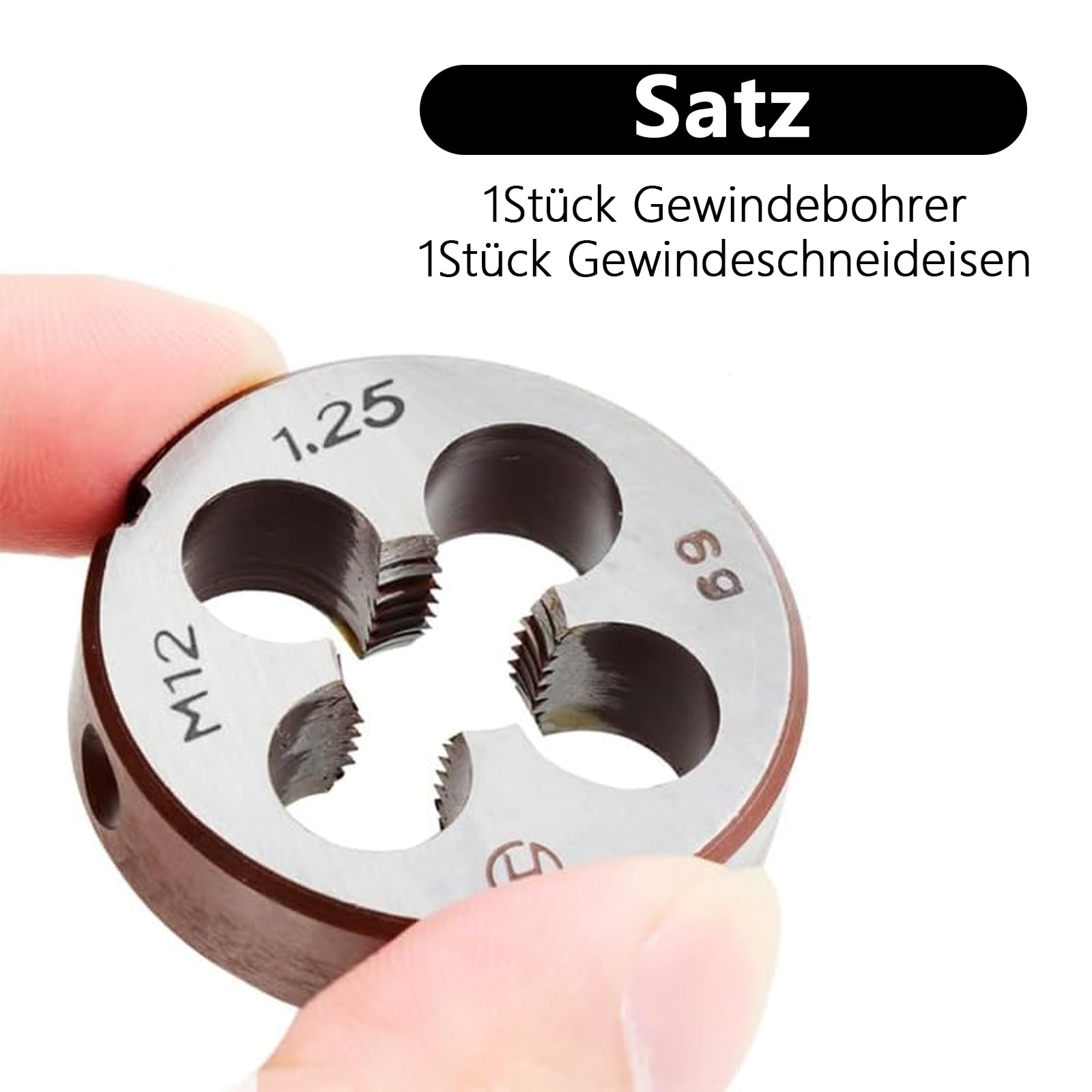 Set maschi e filiere HSS M12 x 1,25 mm filettatura destra fine diritta scanalata