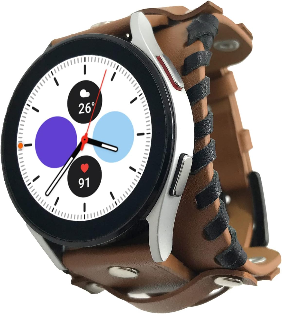 20mm Leather Watch Band,Replacement Watch Band for Samsung Galaxy Watch 5 Pro Band 45mm/Galaxy Watch 5 Band/Galaxy Watch 4 Band 40mm 44mm/ Classic Bands 42mm 46mm/ All 20mm Lug Watch - Image 8