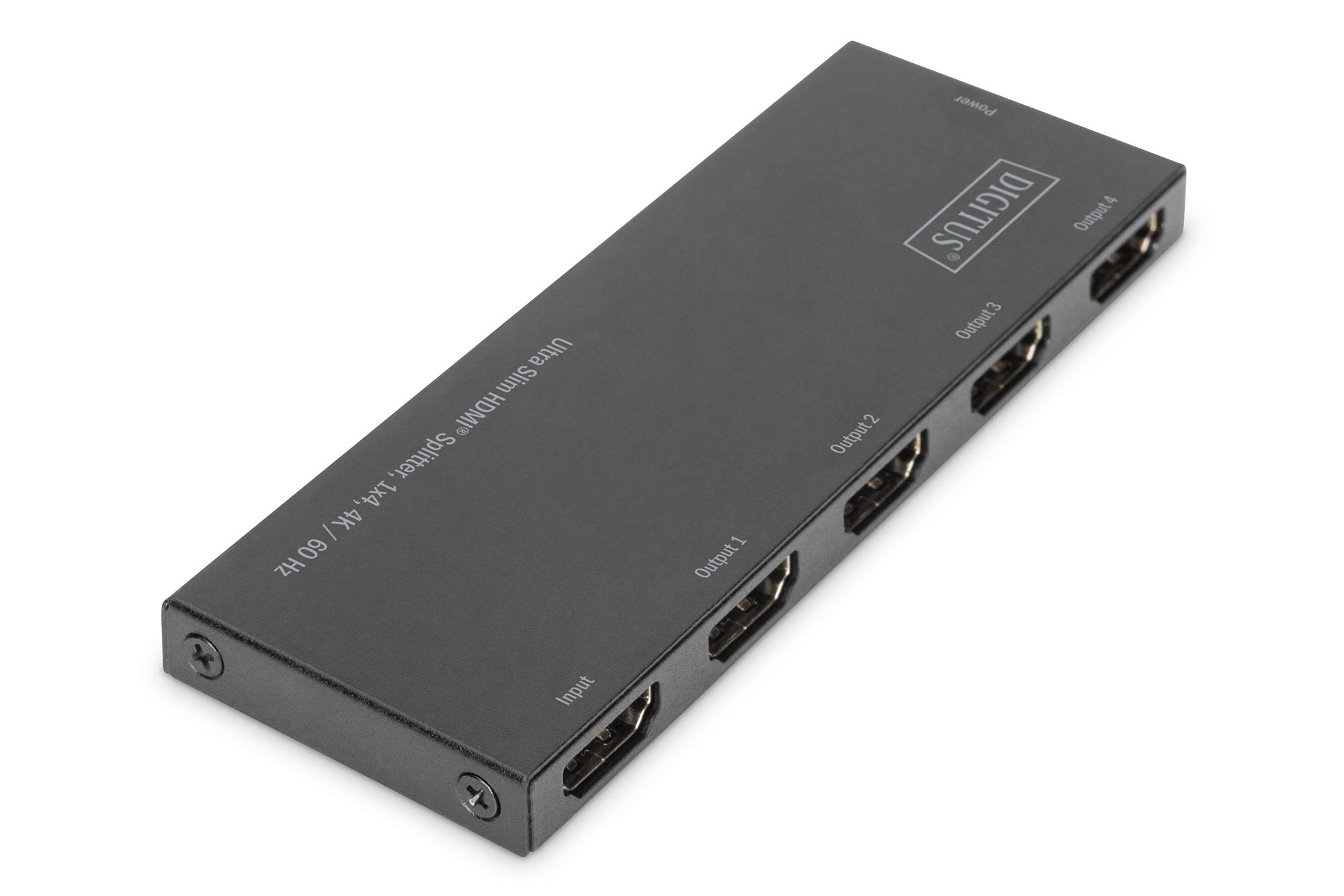 DIGITUS HDMI Splitter 1x4 – In 1-Port, Out 4-Port – UHD 4K 60Hz | HDMI 2.0, HDCP 2.2 / 1.4 – HDR, 3D, Deep Color, ESD-Schutz