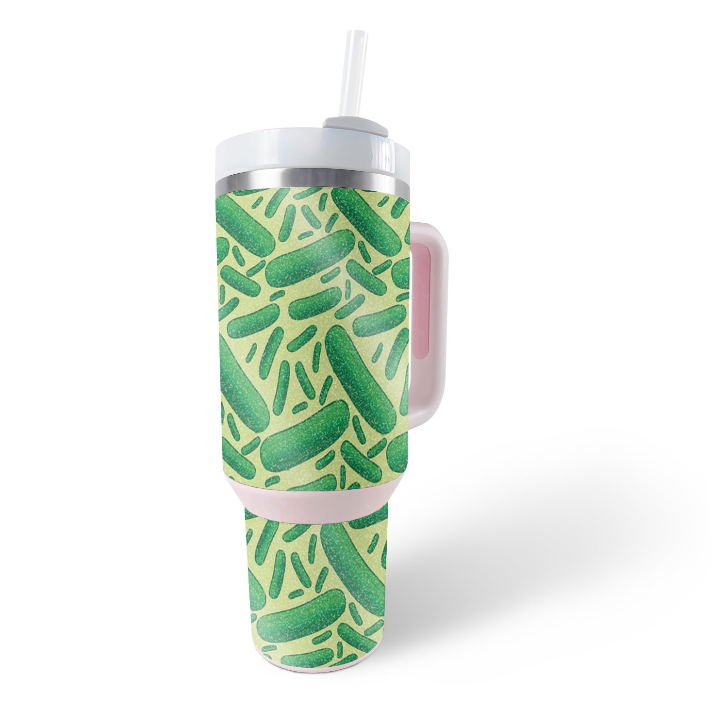 MightySkins Glossy Glitter Skin Compatible with Stanley The Quencher H2.0 FlowState 40 Oz Tumbler - Pickles | Protective, Durable High-Gloss Glitter Finish | Easy to Apply, Remove, and Change Styles