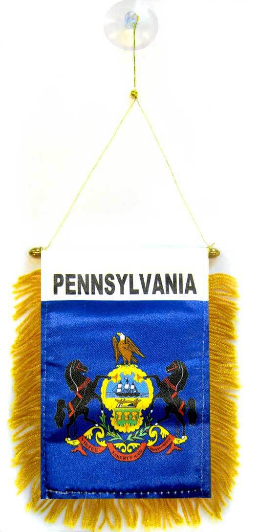 AZ FLAG, Pennsylvania Mini Banner, 6'' x 4'', 100% Polyester US state of Pennsylvanie Small Pennant for Car