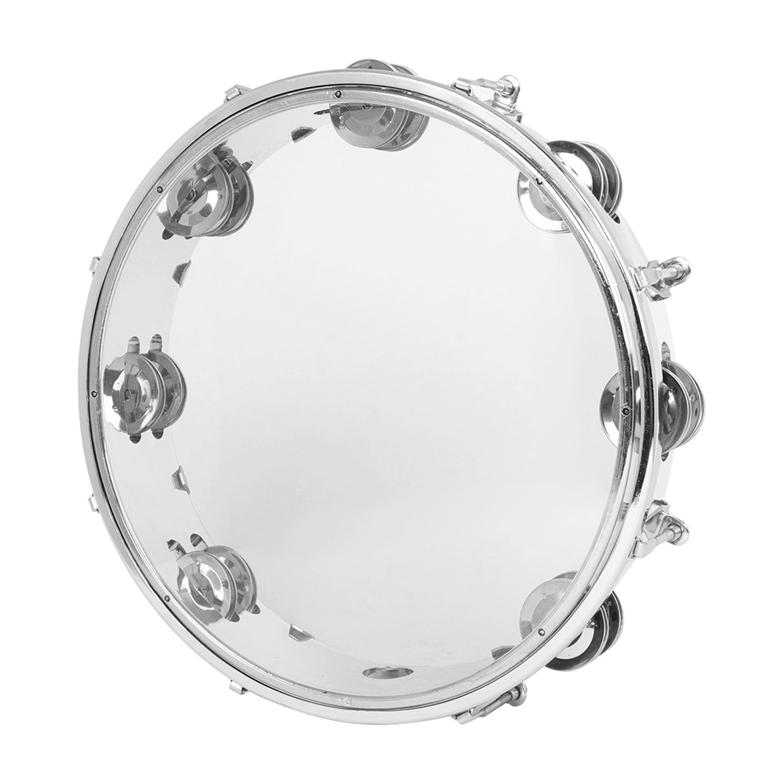 Tambourin musical rond à double rangée de 25,4 cm avec cloches en métal et poignée ergonomique