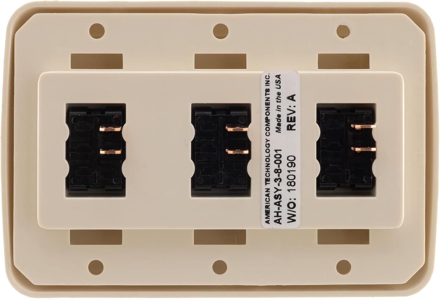 American Technology Components Triple SPST On-Off Switch with Bezel, 12-Volt, for RV, Trailer, Camper (Almond)