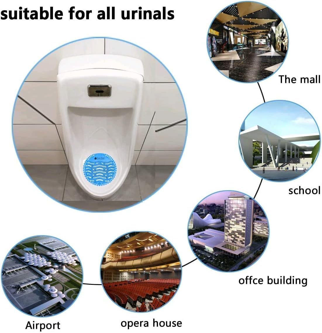 5 Stück Urinalsieb mit Duft,Urinal-Sieb,Universal-Urinalsieb,Urinalsieb Spritzschutz Duft,Duft Urinaleinlage Einsatz,Frischewirkung für öffentliche Toiletten, Hotels, Geruchsentferner Frisch