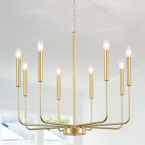 Lámpara de araña dorada con 8 luces, moderna casa de campo, comedor, lámpara industrial rústica, lámpara colgante para vestíbulo, entrada, cocina,