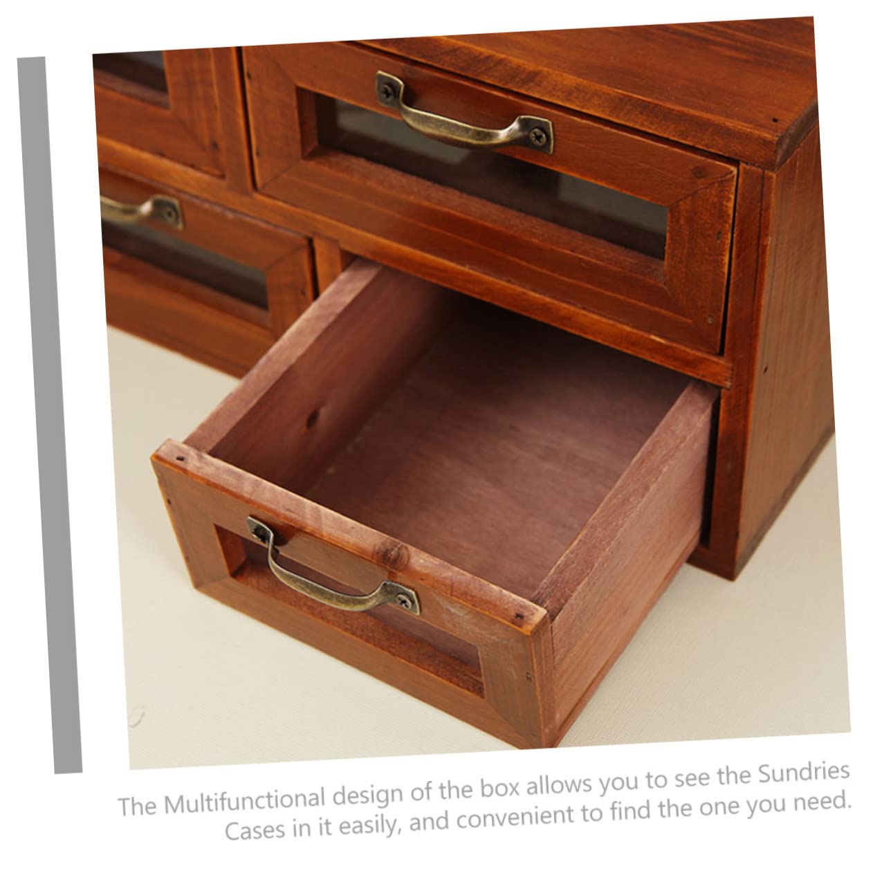 Schreibtisch-Organizer aus Holz mit Schubladen, Büro-Schreibtisch-Aufbewahrungsschrank für kleine Räume, Schreibtisch-Organizer für Make-up und Zubehör, Hellbraun