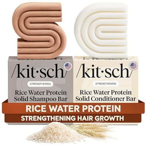 Kitsch Rice Water Protein Solid Shampoo and Conditioner Set for