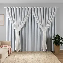 Cortina Sala Quarto Blecaute 2,80m Larg. x 2,50m Alt. Linho Trabalhado, Forro em PVC Blackout 100%, c/Abraçadeiras - Inovi - Branco Flame