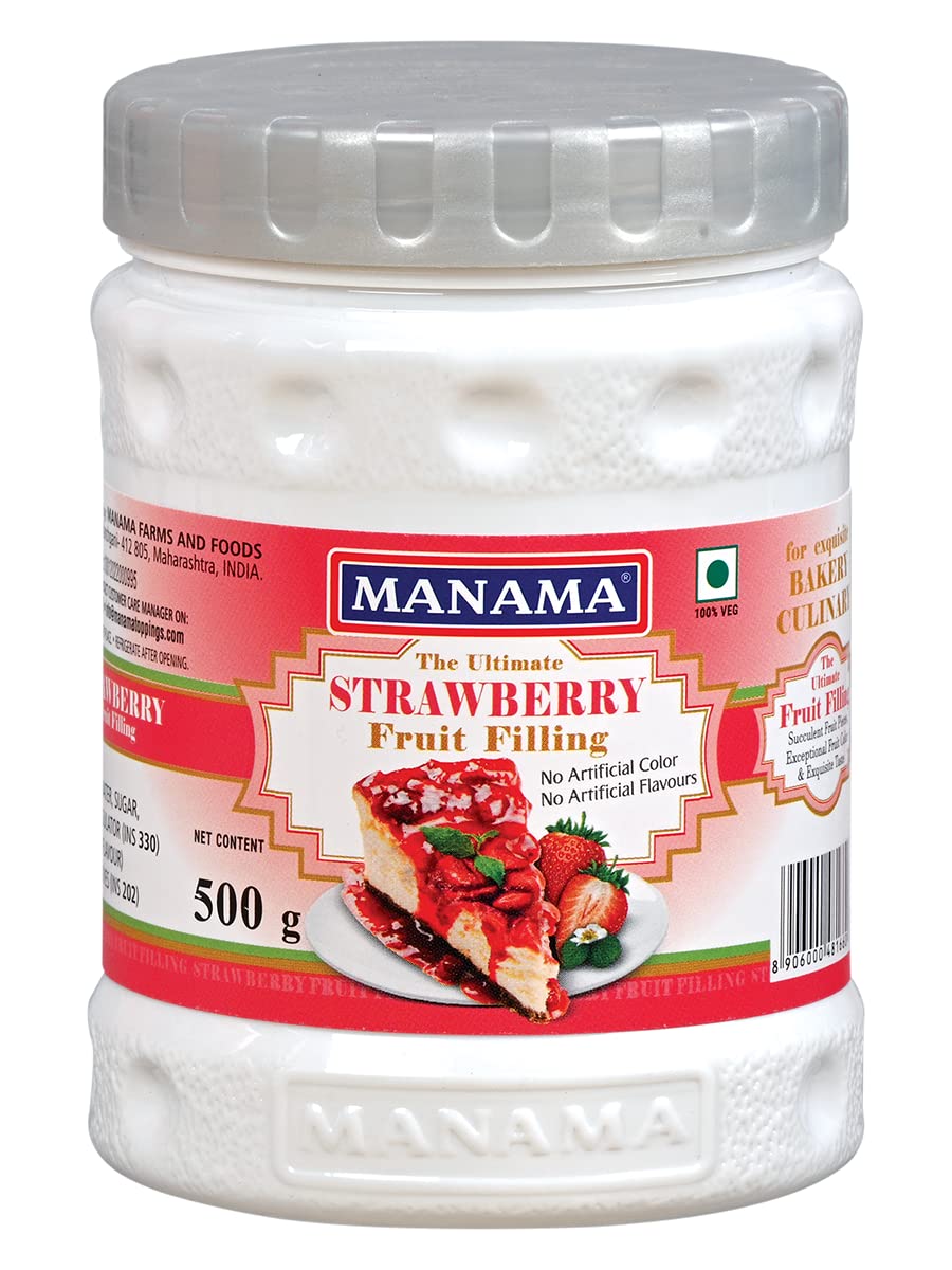 Manama Strawberry Fruit Filling for Cakes, Pastries, Pies and More Desserts, 500GMS