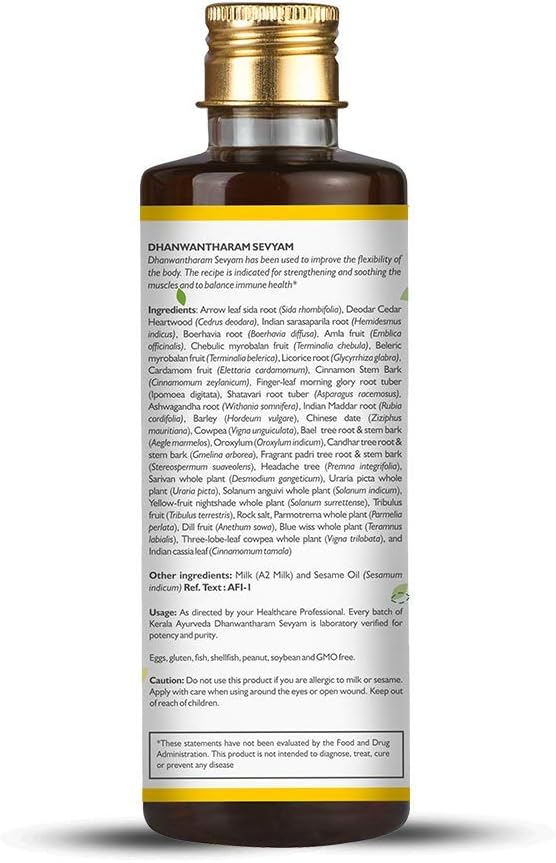 Kerala Ayurveda Dhanwantharam Sevyam - Herbal Oil for Internal Usage to Maintain Healthy Gut Lining, Balance Vata, and Promote Normal Immune Response, 6.8 Fl Oz : Health & Household