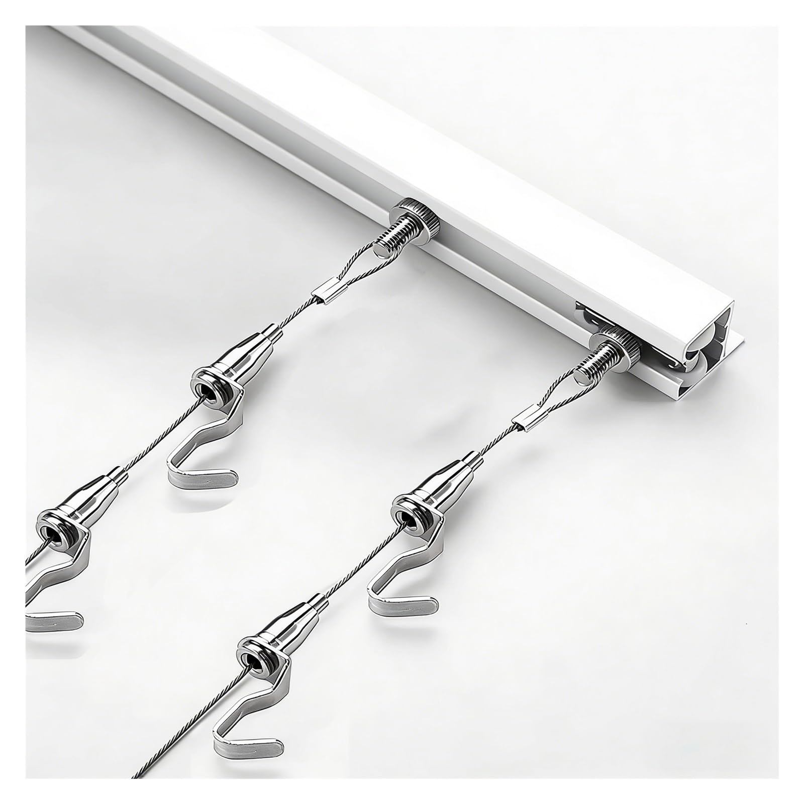 Kit de rail de suspension mural avec câble acier 1m et crochets pour tableaux