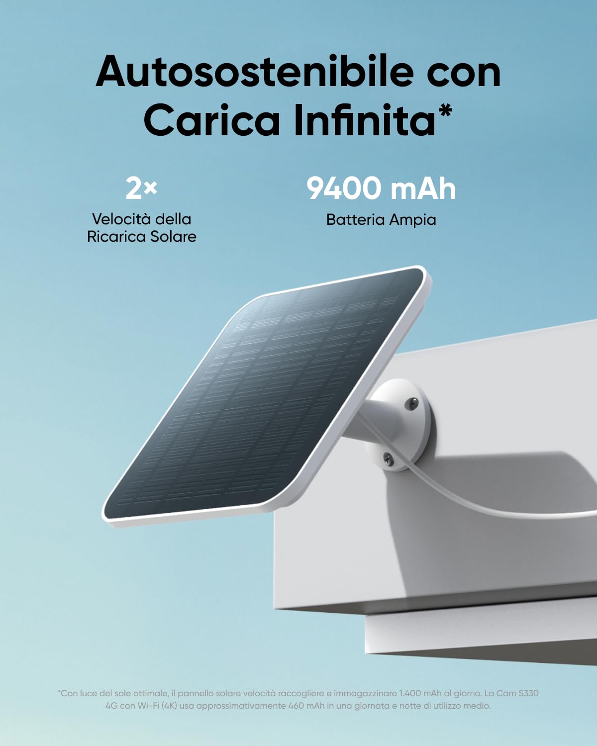 eufy Security S330 4G LTE, Telecamera Wi-Fi Esterno Pan Tilt 4K UHD | Alimentazione senza fili con pannello solare, Tracking movimento persone/veicoli via IA, Sim Card integrata.