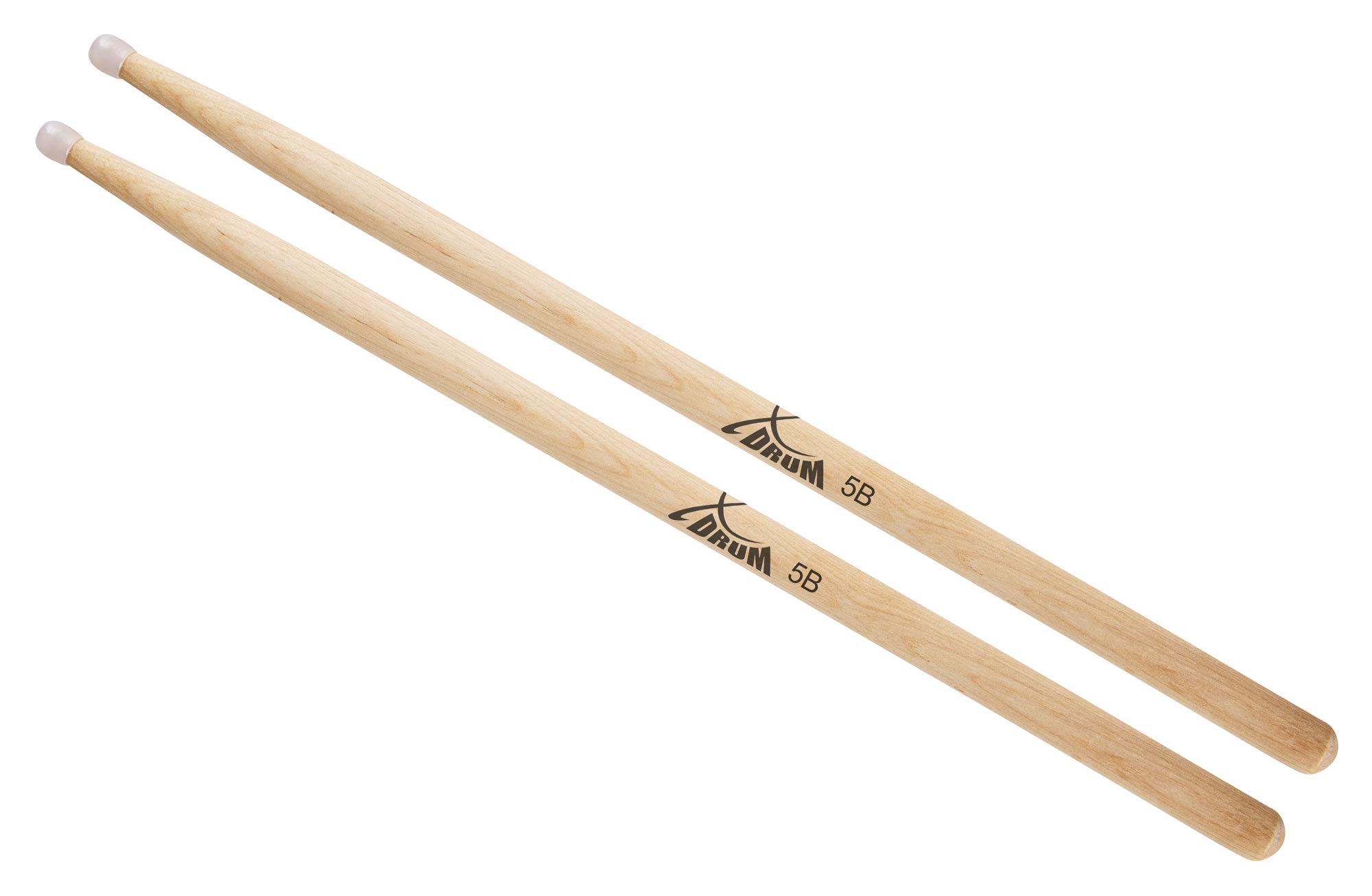 XDrum Drumsticks Large Starter Set, 5A Nylon, Stärke: 5A, Länge: ca. 405 mm | Durchmesser: ca. 16 mm, Spitze: Nylon, tropfenförmig, Material: Ahorn, Griffige Oberfläche, 5B Wood, Spitze: Holz, rund, Rods