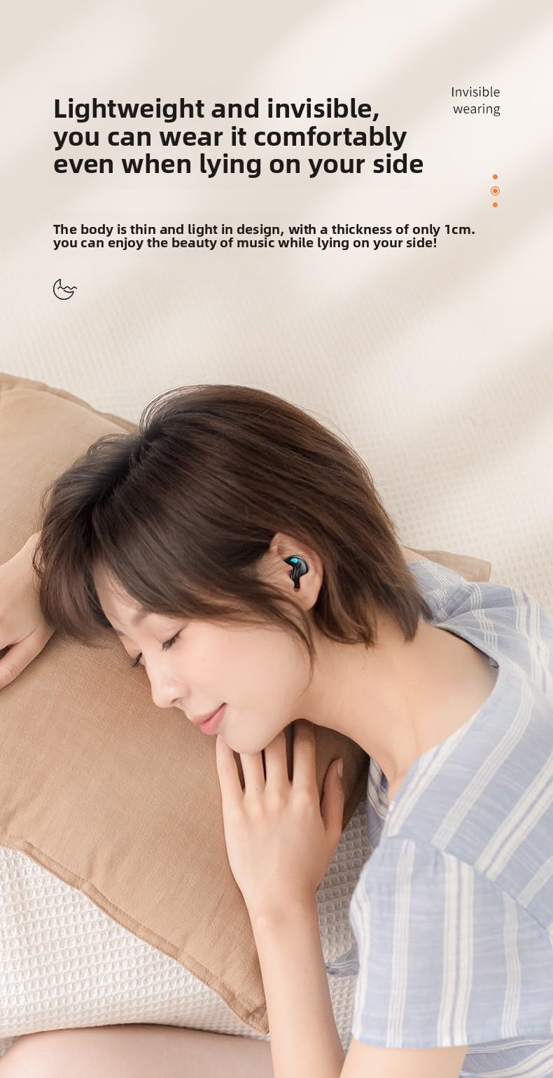 Auriculares invisibles inalámbricos azules ocultos para personas que duermen de lado, auriculares invisibles para dormir y dormir, pequeños auriculares Bluetooth para orejas pequeñas (azul)