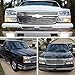 [4-Piece Set] Chrome Bezel Headlight + Front Parking Turn Signal Light Bumper Lamp Housing Assembly Replacement For 2003-2006 Chevy Avalanche Silverado 1500 2500 3500, Driver & Passenger Side