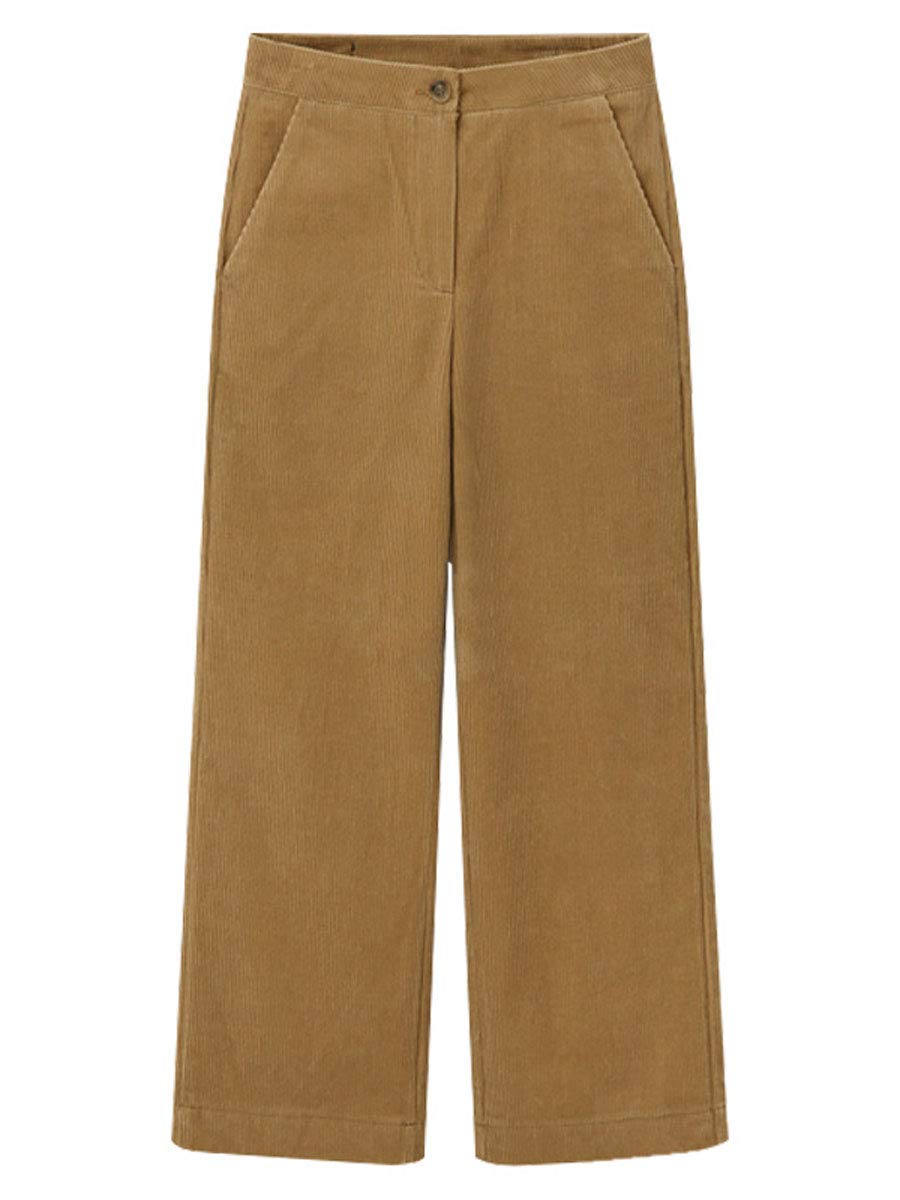 ebossy Womens Relaxed Fit Straight Leg Mid Rise Cotton Corduroy Pants Trouser