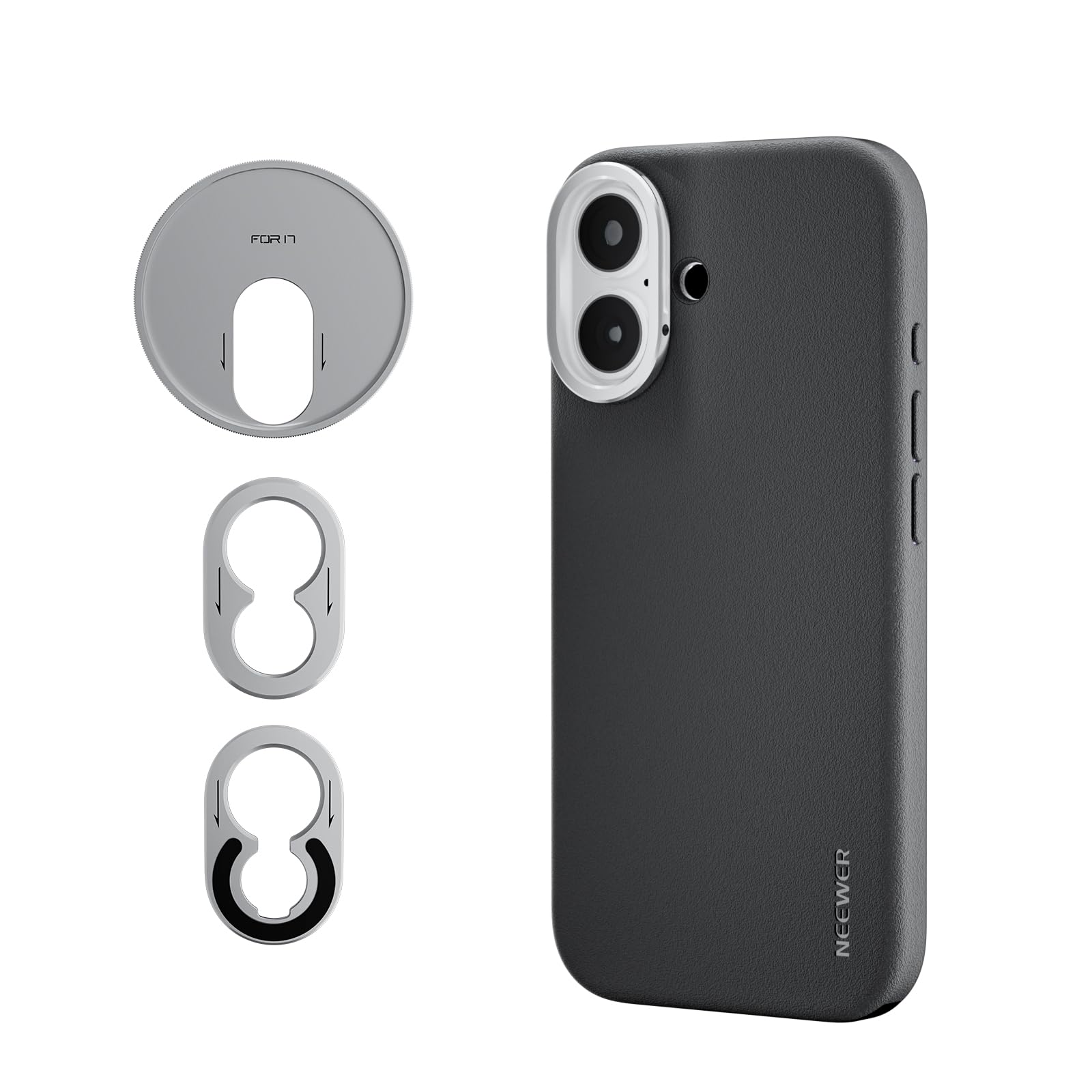 NEEWER Etui na telefon dla 17 sam, telefon komórkowy Modułowy futerał ochronny TPU/PC z filtrem pierścieniowym 67 mm, płyta tylna obiektywu 17 mm, adapter do montażu obiektywu T kompatybilny z