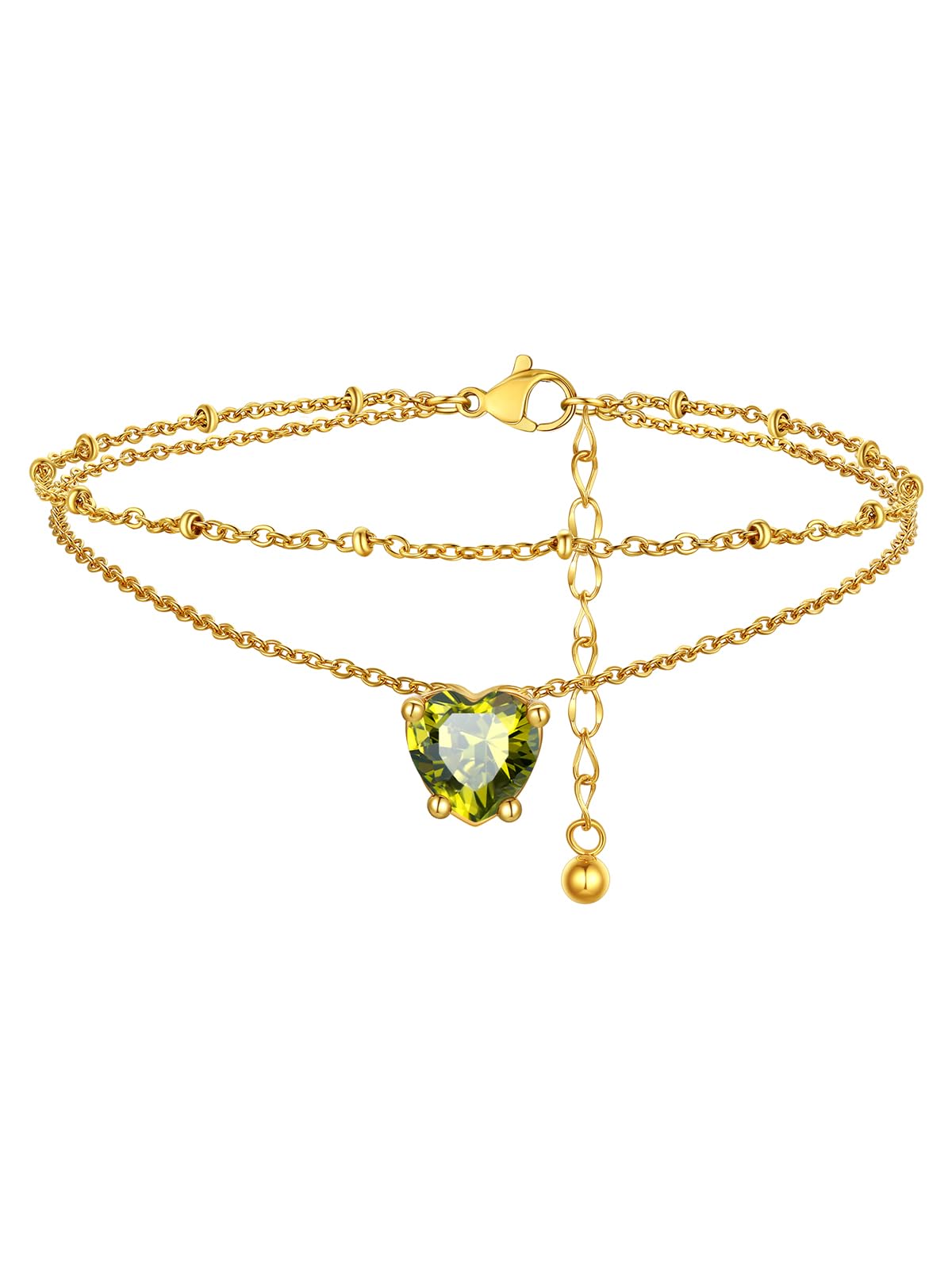 FindChic Birthstone Anklets for Women Layered Ankle Bracelets for Women