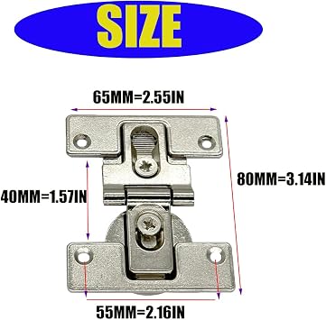 2-Piece 180 Degree Flush Folding Hidden Cabinet Hinges - 90 Degree Adjustable Closet Link Door Hinges
