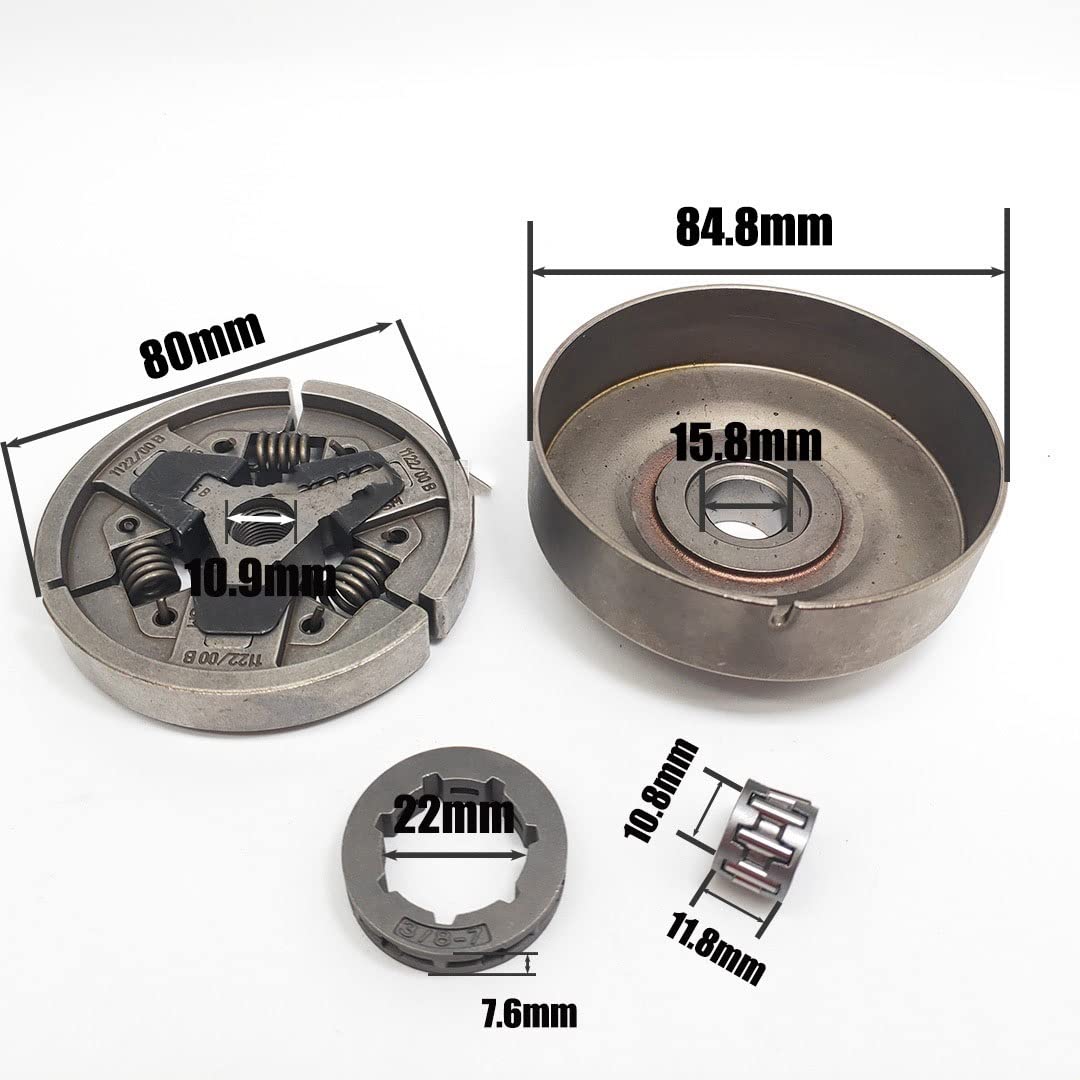 Kit de cojinete de Aguja de piñón de llanta de Tambor de Embrague de 3/8 "-7 Apto for Stihl MS660 066 064 MS640 MS661 Piezas de Repuesto de Motosierra de Gas