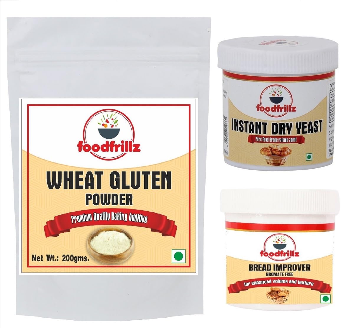 foodfrillz Wheat Gluten (200 g) + Bread Improver (50 g) + Instant Dry Yeast (40 g) I|Bake a Bread Combo | Bread Making ingredients (B0DC9S7X5G) Amazon Price History, Amazon Price Tracker