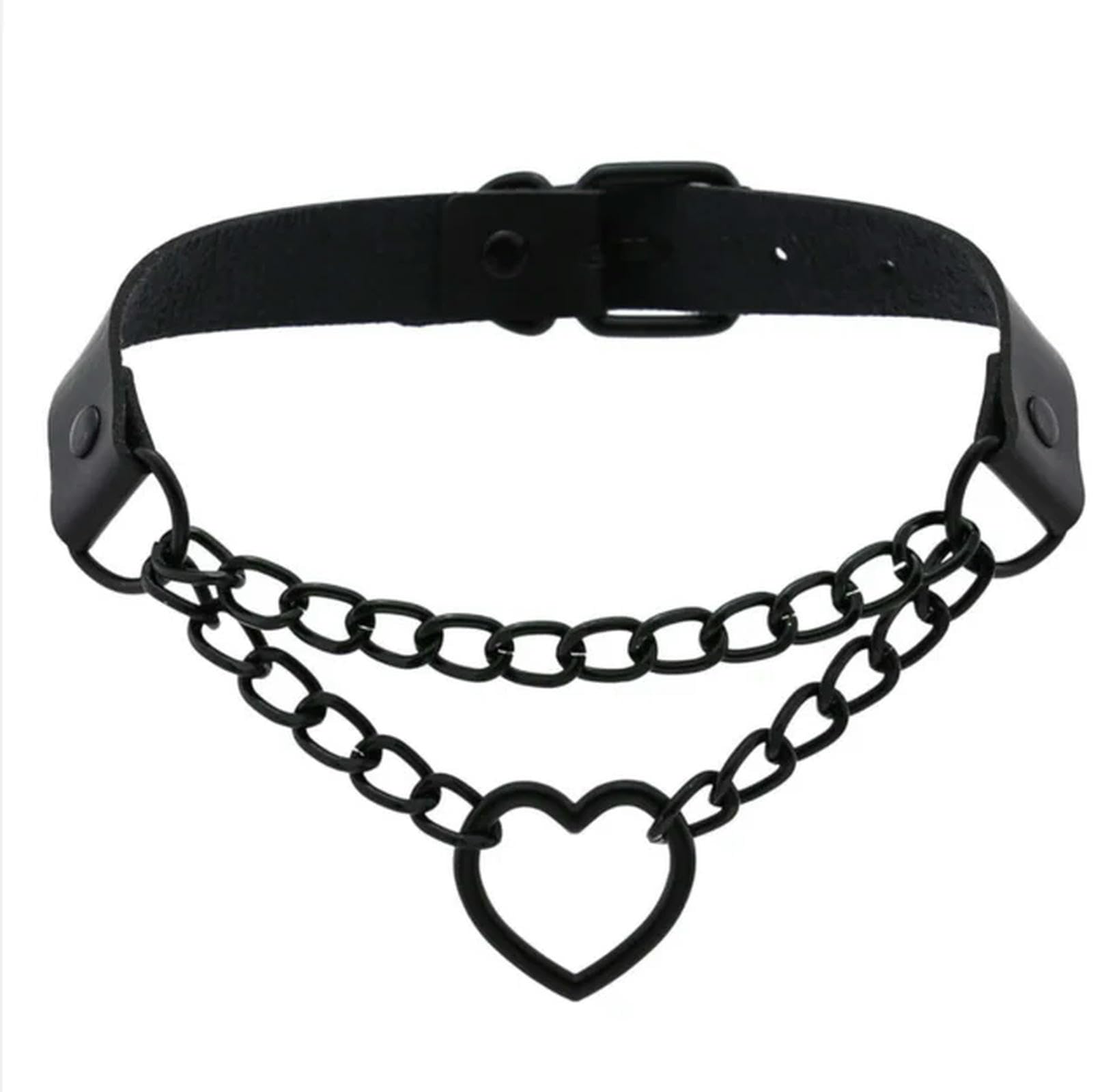 ZONEWD Vintage Heart Necklace Choker With Chain Goth Collar For Girls Grunge Punk Cute Egirl Chocker Accessories