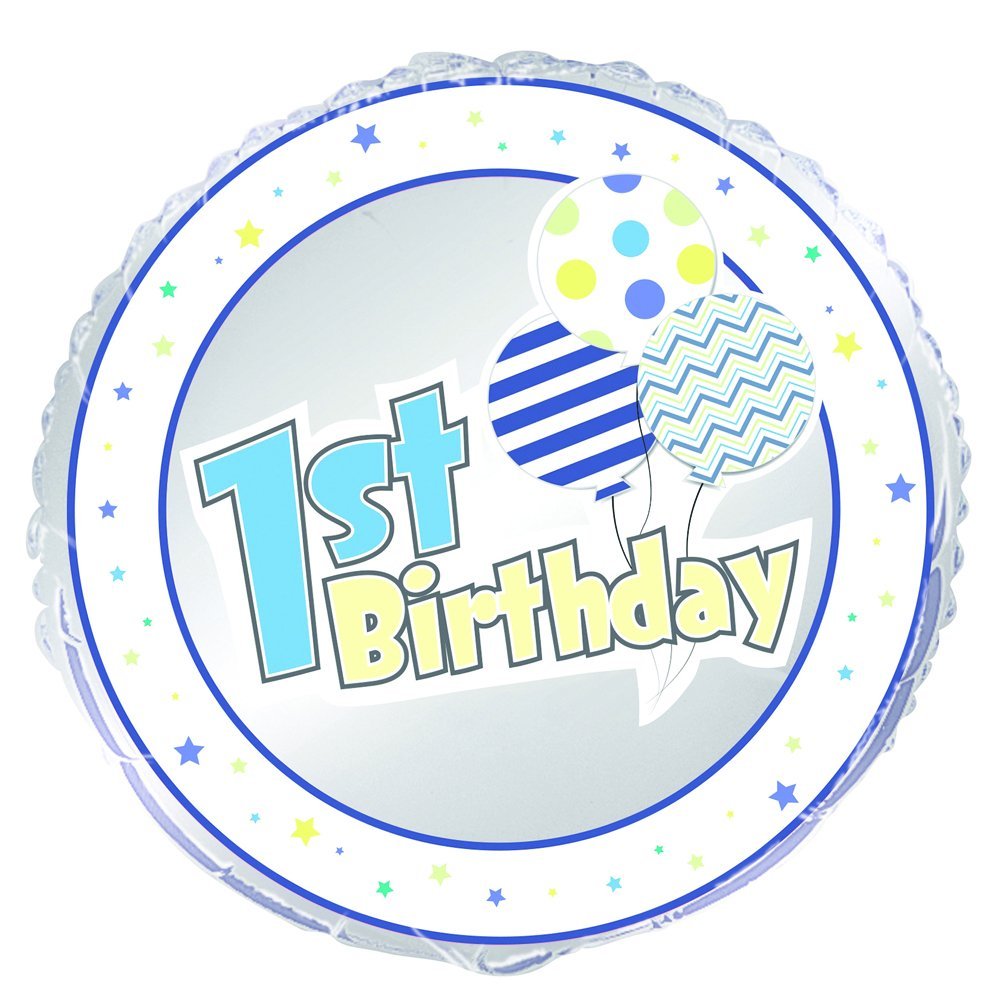 Unique Party 56687 - 18" Foil Blue 1st Birthday Balloon
