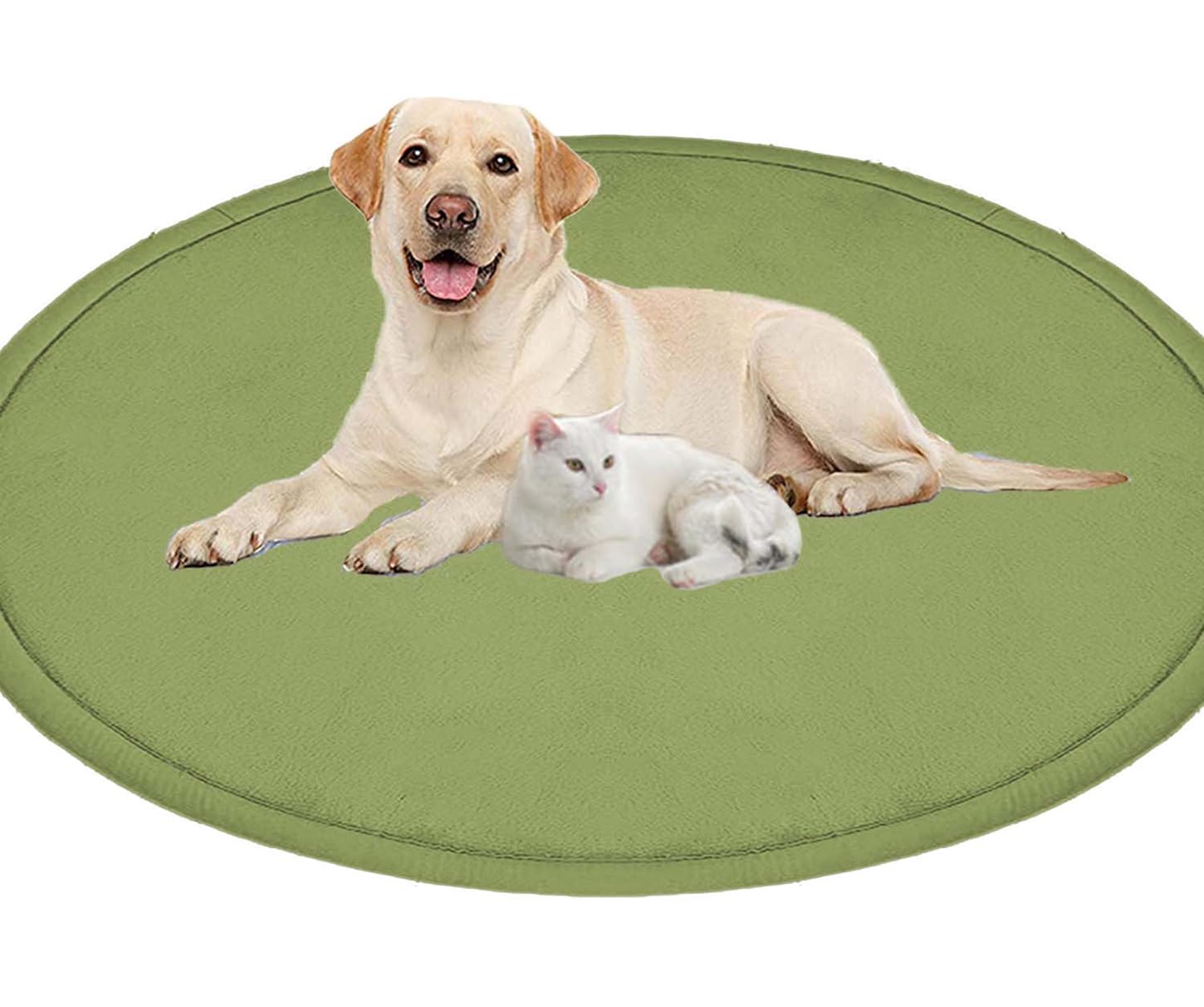 Großes Hundebett, Haustiermatte, rund, weich, warm, Korallensamt, rutschfester Teppich, beruhigend, für den Innenbereich, waschbar, Hundekissen, Bodenmatte (140 cm, Dunkelgrün)