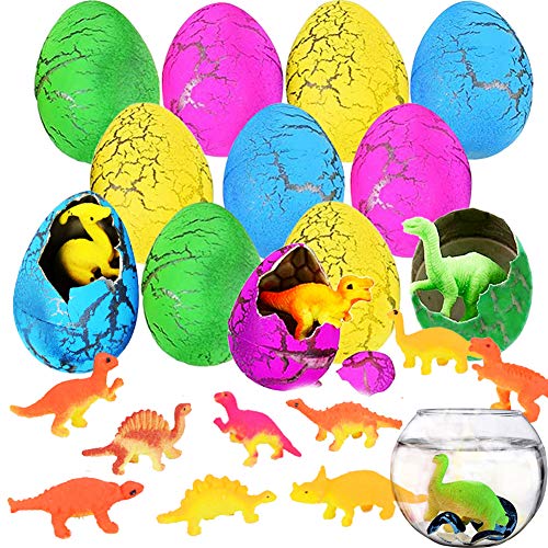 12Pcs Hatching Growing Dinosaur Eggs Toys, Dinosaur Egg That Hatch in Water, Kids Novelty Toy Science Kits for Easter Basket Stuffers, Easter Egg Hunt Easter Party Favors Classroom Prize Toys