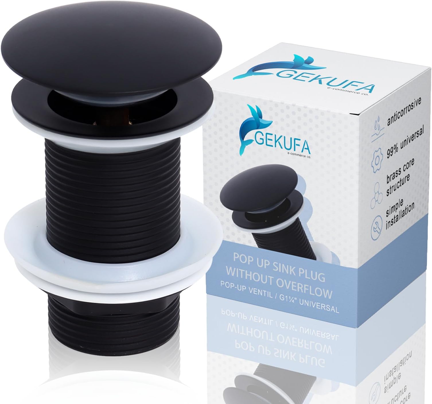 JINYOMFLY Piletta Click Clack Universale, Piletta Bidet Nero, Piletta