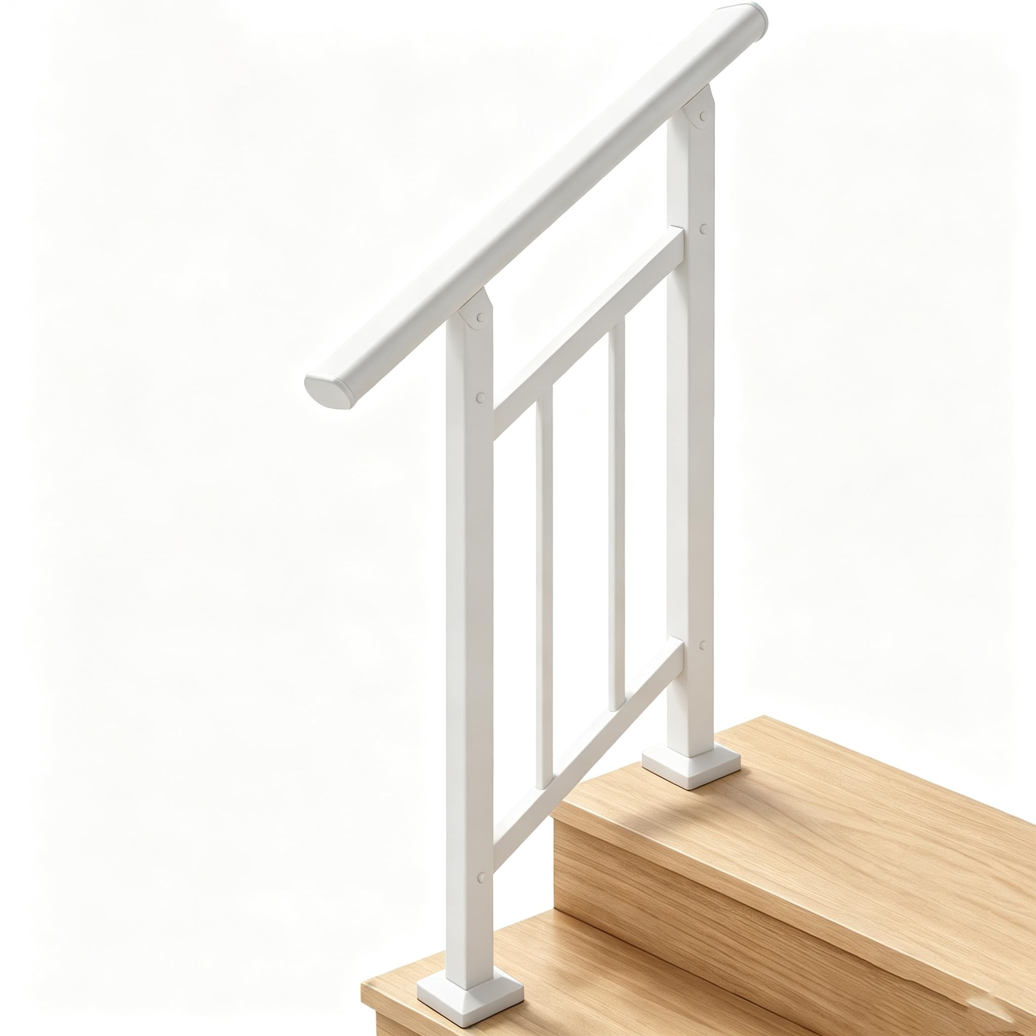 Photo 1 of Metty Metal 2-Step Hand Rails for Outdoor Steps with White Balusters