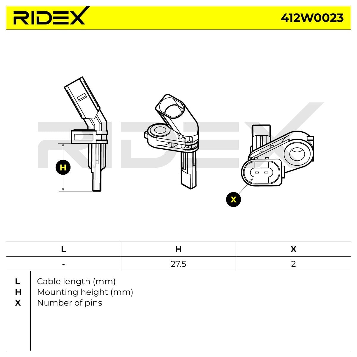 RIDEX 412W0023 Sensore ABS Sinistra senza cavo Compatibilità con VW Golf IV Hatchback 1J1