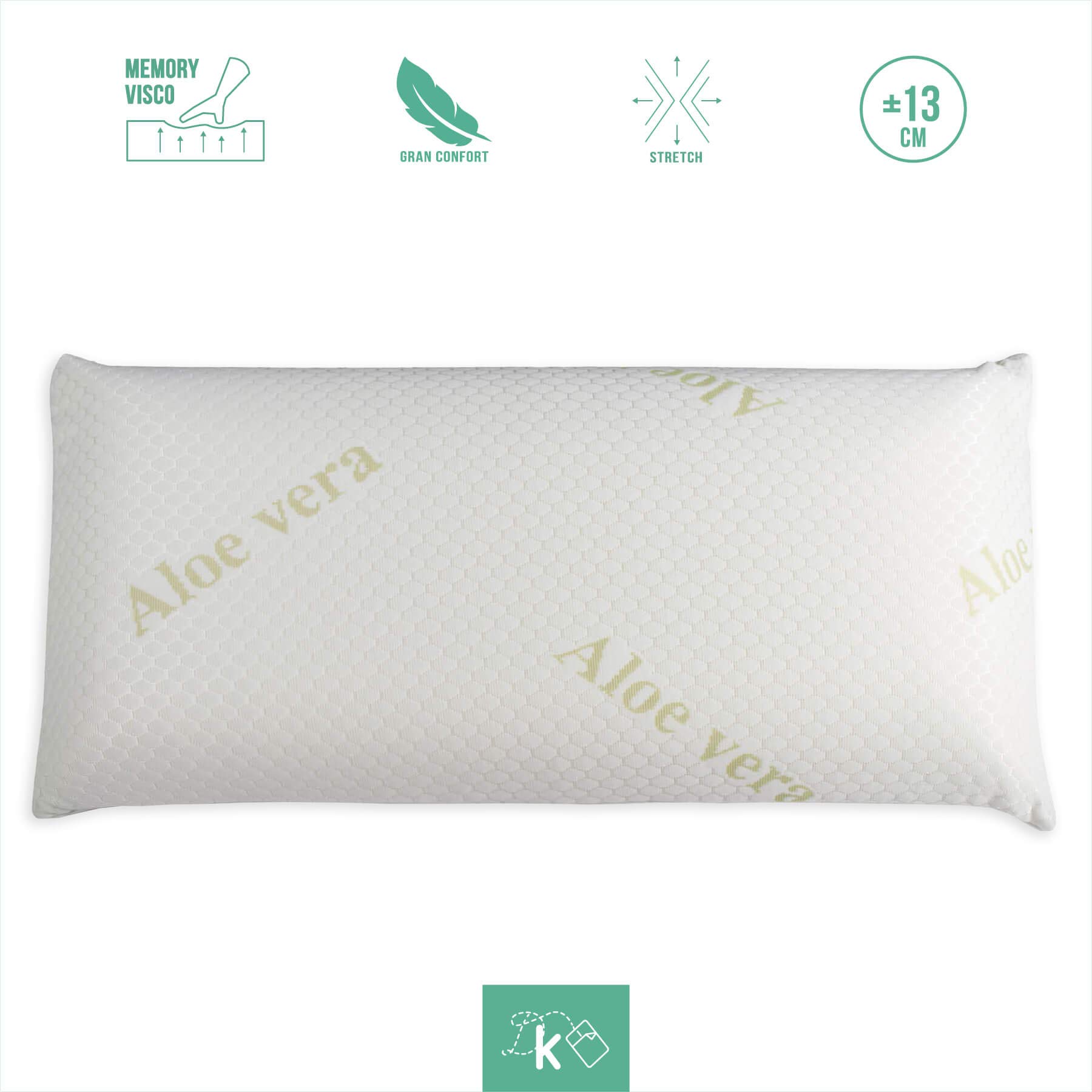 Dreaming Kamahaus Pack 2 Almohadas Visco Aloe Vera 75cm | Núcleo viscoelástico | Gran adaptabilidad | Funda Stretch Aloe Vera con Cremallera |