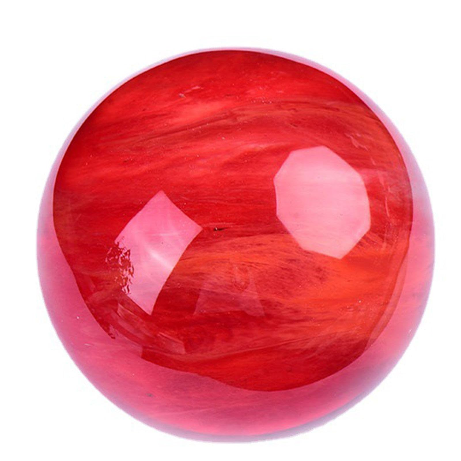 NHKSFBLQ Red Crystal Ball Red Clear Smelt Quartz Crystal Ball Ruby Ball Sphere Melting Quartz Crystal Gemstone for Feng Shui Divination,2.8in(7cm)