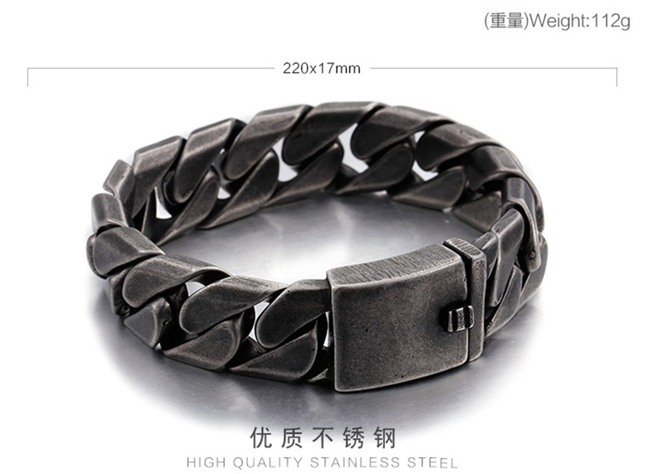 Pulsera de eslabones cubanos, brazalete para hombre, acero inoxidable, diseño simple y universal, 220 x 17 mm, para hombre