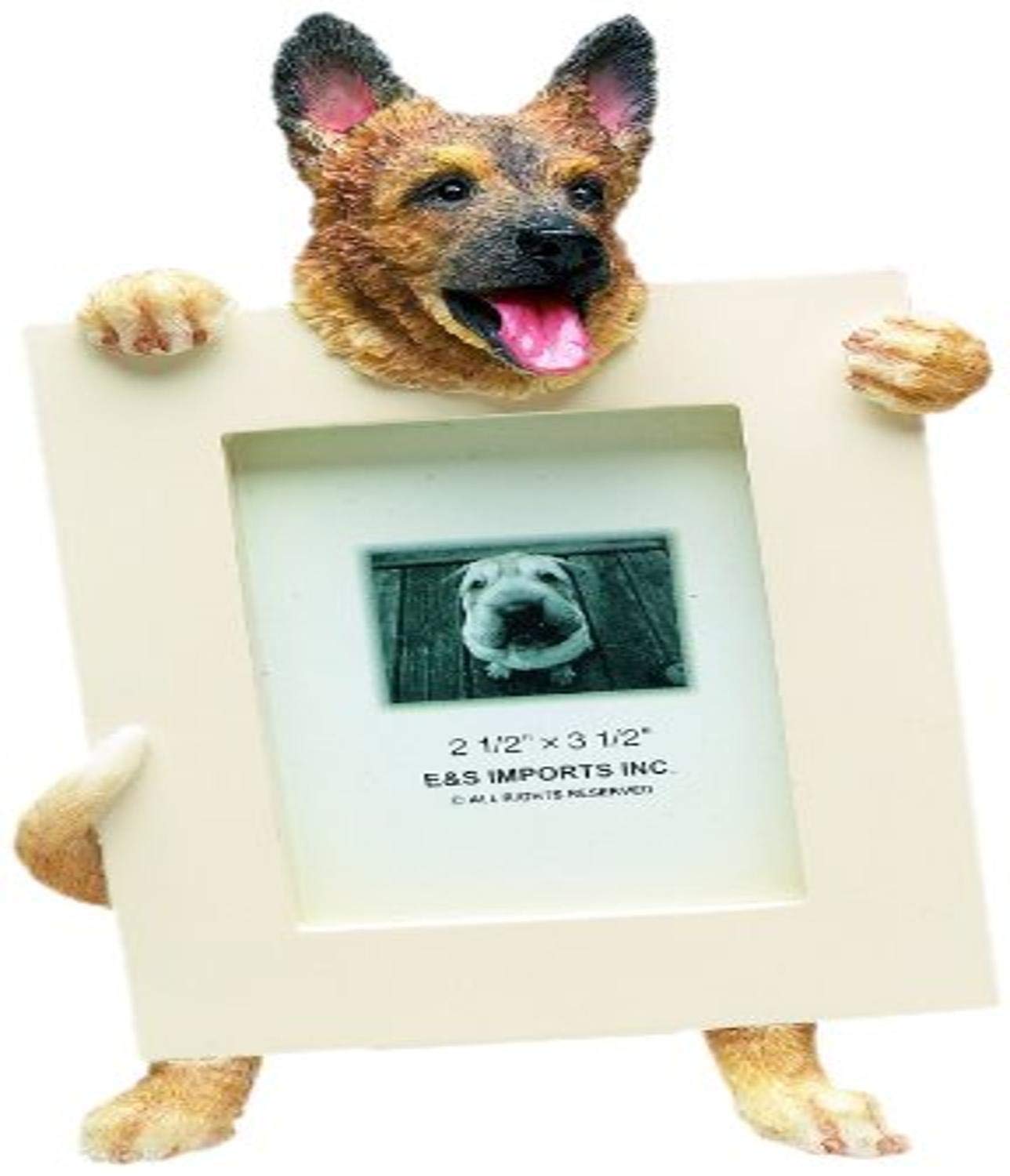 E&S Pets German Shepherd Picture Frame, 2.5 x 3.5 Inch, Beige, Eclectic Style, Resin Frame, Easel Back, Unique Gift for German Shepherd Lovers