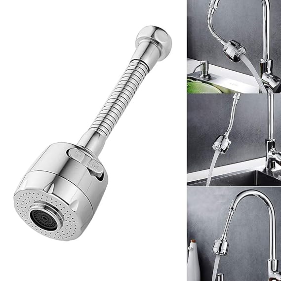 SAMEZONE Stainless Steel 360 Degree Rotatable Water Faucet Bubbler Saving Water Faucet, Filter Shower Head Nozzle Adapter, Silver