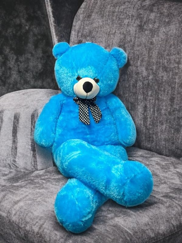Image of Cionum Blue Teddy Bear with Bow Soft Plush Toy for Kids - Cute Stuffed Toy - Soft Cuddly Plushie for Baby Boys & Girls, Return Gift - Teddybear 85cm