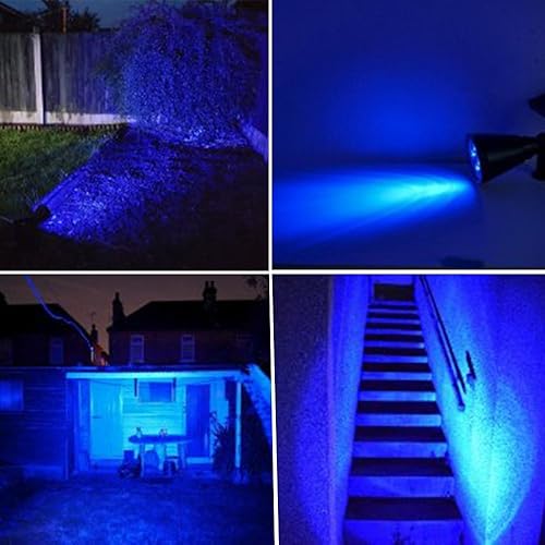 Miniatura 5 de T-SUN Focos solares azules, 4 luces LED solares para paisaje, impermeables, ajustables, de encendidoapagado automático, luces solares de pared para